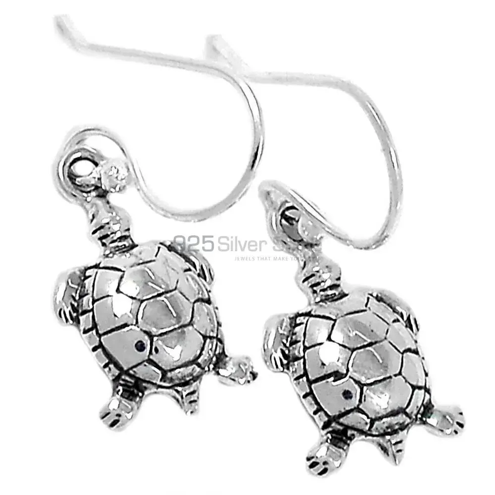 " Tortoise Design Earrings In Fine 925 Sterling Silver 925SE2901"_4