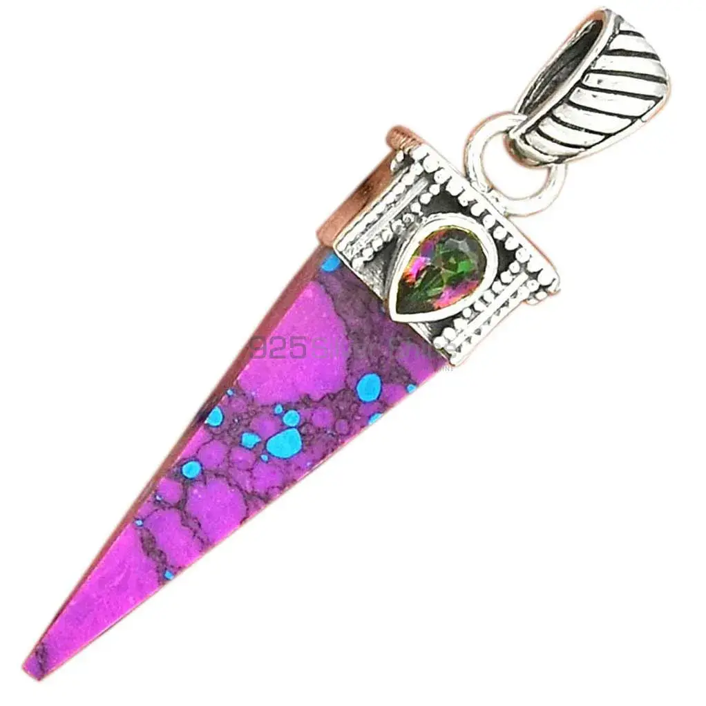 925 Fine Silver Pendants In Purple Turquoise Gemstone Jewelry 925SP34-4_0