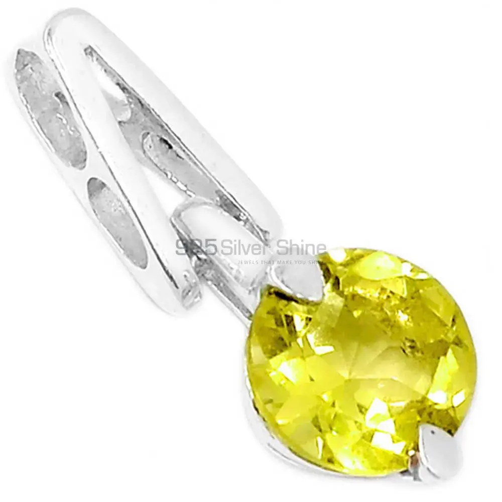925 Solid Silver Pendants In Lemon Quartz Gemstone Jewelry 925SSP301-4_0
