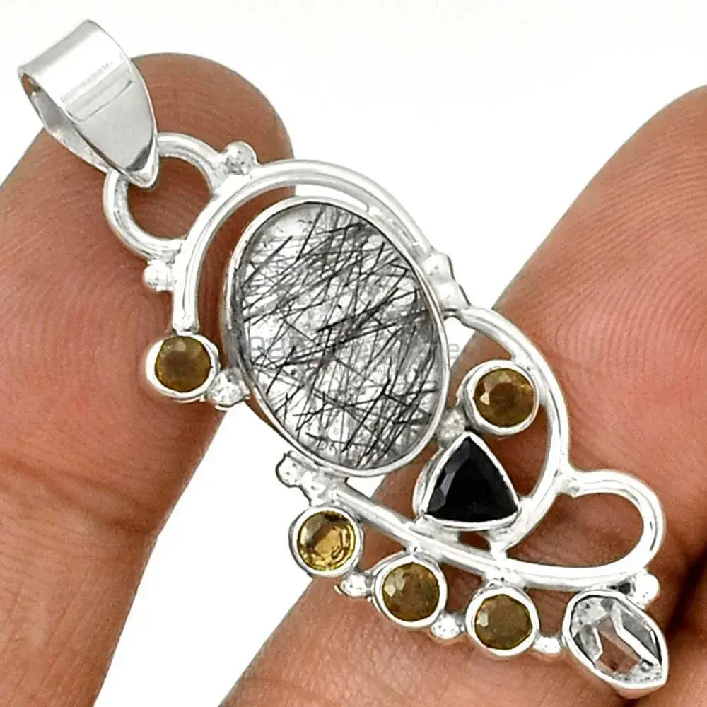 925 Solid Silver Pendants In Multi Gemstone Jewelry 925SP095-2_1