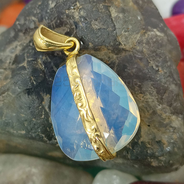 925 Sterling Silver Bezel Pendant In Opalite Gemstone 925NSP02