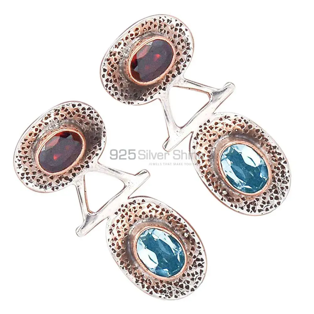 925 Sterling Silver Earrings In Genuine Multi Gemstone 925SE2122_2
