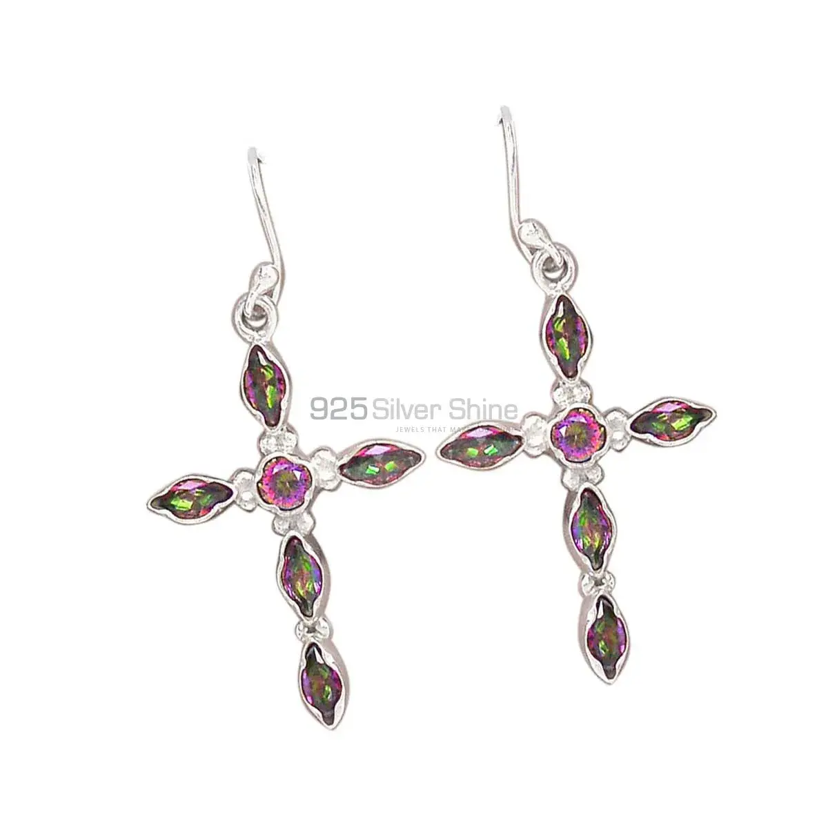 925 Sterling Silver Earrings In Genuine Mystic Topaz Gemstone 925SE2835
