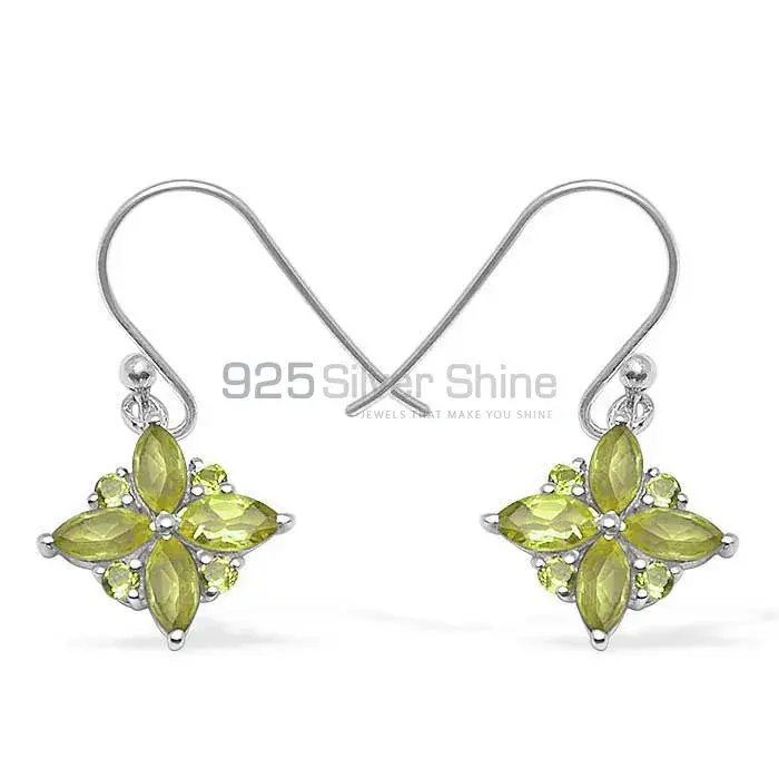 925 Sterling Silver Earrings In Genuine Peridot Gemstone 925SE1039