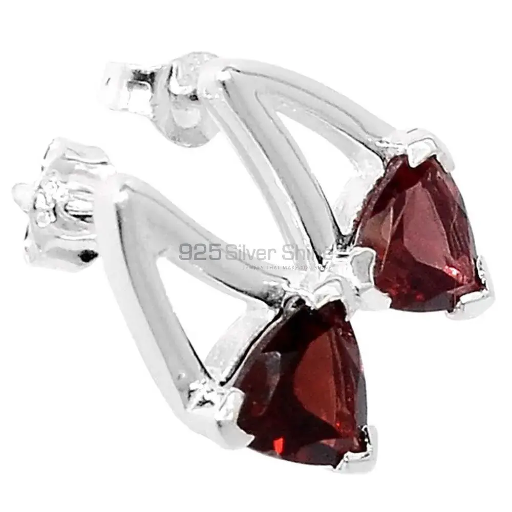 925 Sterling Silver Earrings In Natural Garnet Gemstone 925SE405_0
