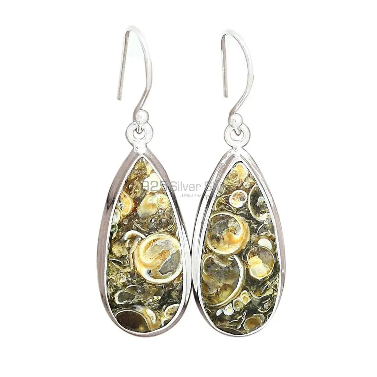 925 Sterling Silver Earrings In Natural Turtella Jasper Gemstone 925SE2594_1