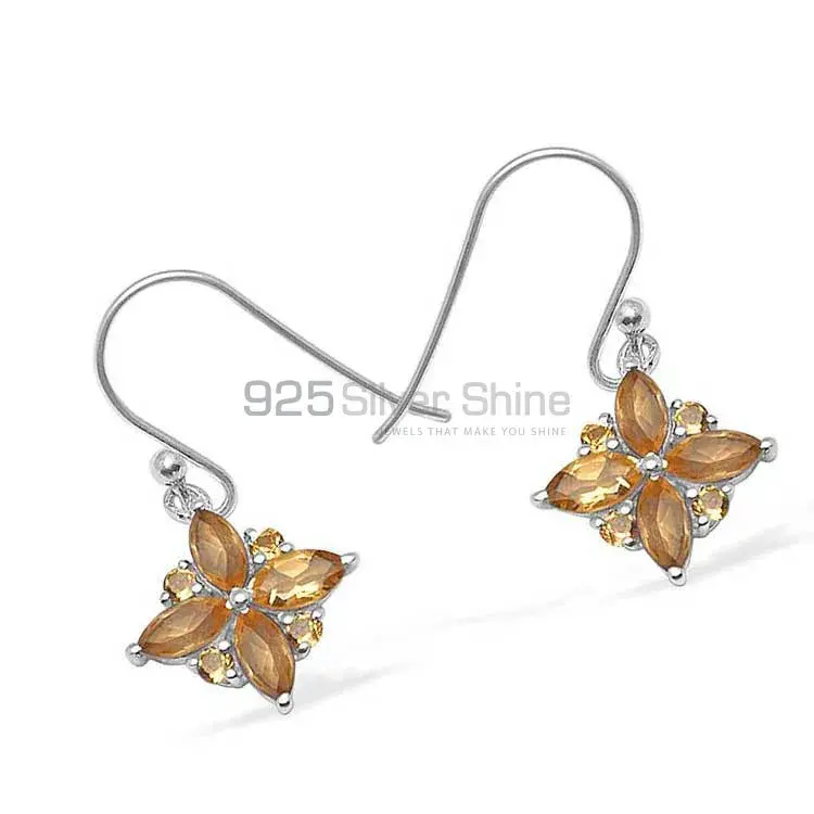 925 Sterling Silver Earrings In Semi Precious Citrine Gemstone 925SE1038_0