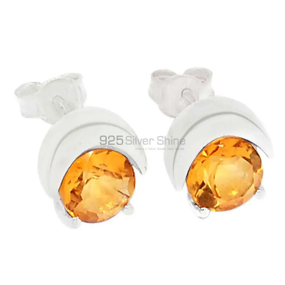 925 Sterling Silver Earrings In Semi Precious Citrine Gemstone 925SE327_0