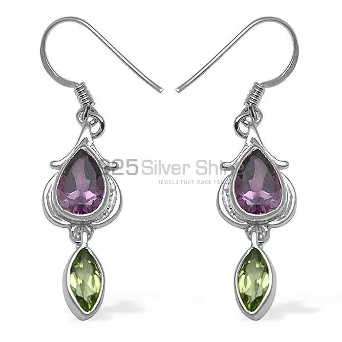 925 Sterling Silver Earrings In Semi Precious Multi Gemstone 925SE801_1