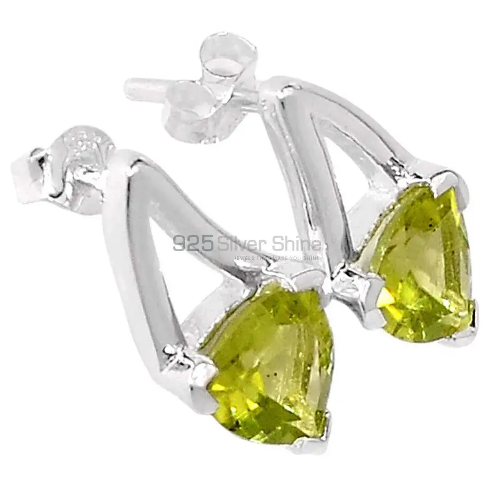 925 Sterling Silver Earrings In Semi Precious Peridot Gemstone 925SE406_0