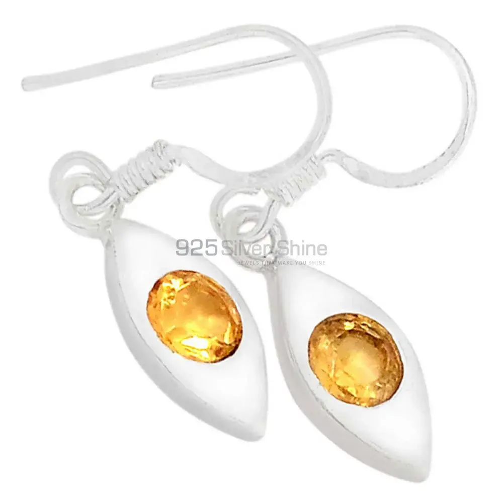925 Sterling Silver Earrings In Genuine Citrine Gemstone 925SE459_0
