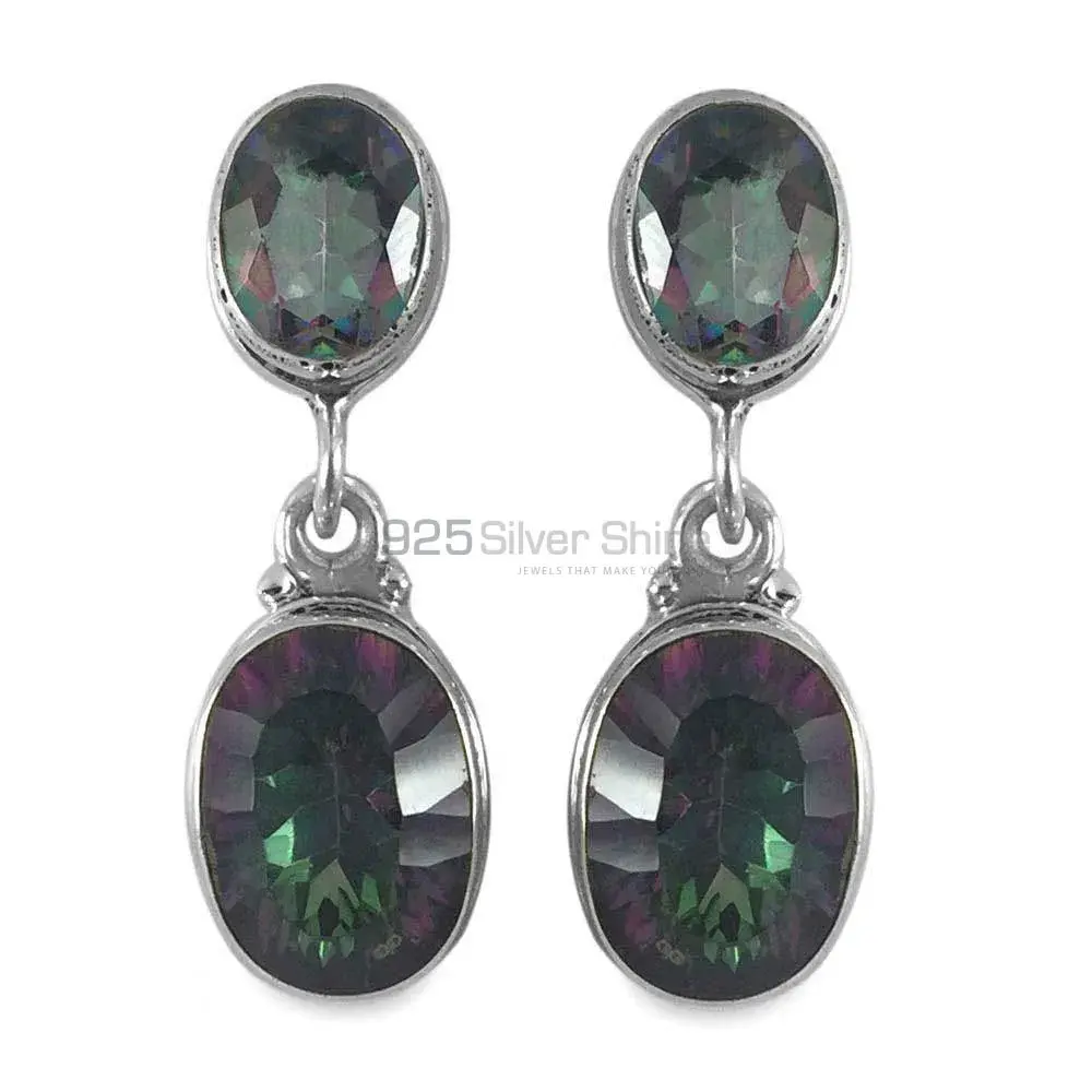 925 Sterling Silver Earrings In Genuine Mystic Topaz Gemstone 925SE1319_0