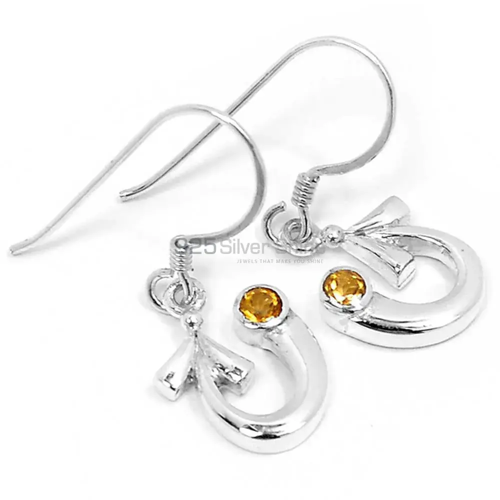 925 Sterling Silver Earrings In Genuine Citrine Gemstone 925SE647_0