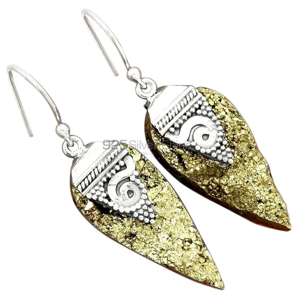 925 Sterling Silver Earrings In Genuine Druzy Gemstone 925SE2520_1