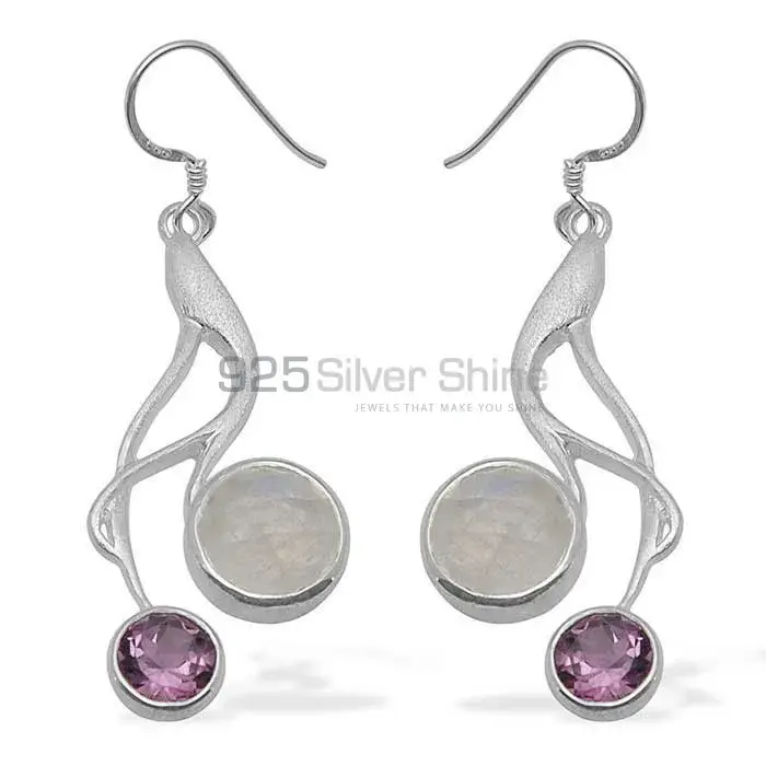 925 Sterling Silver Earrings In Genuine Multi Gemstone 925SE805_0