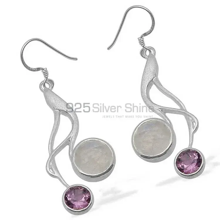 925 Sterling Silver Earrings In Genuine Multi Gemstone 925SE805_1