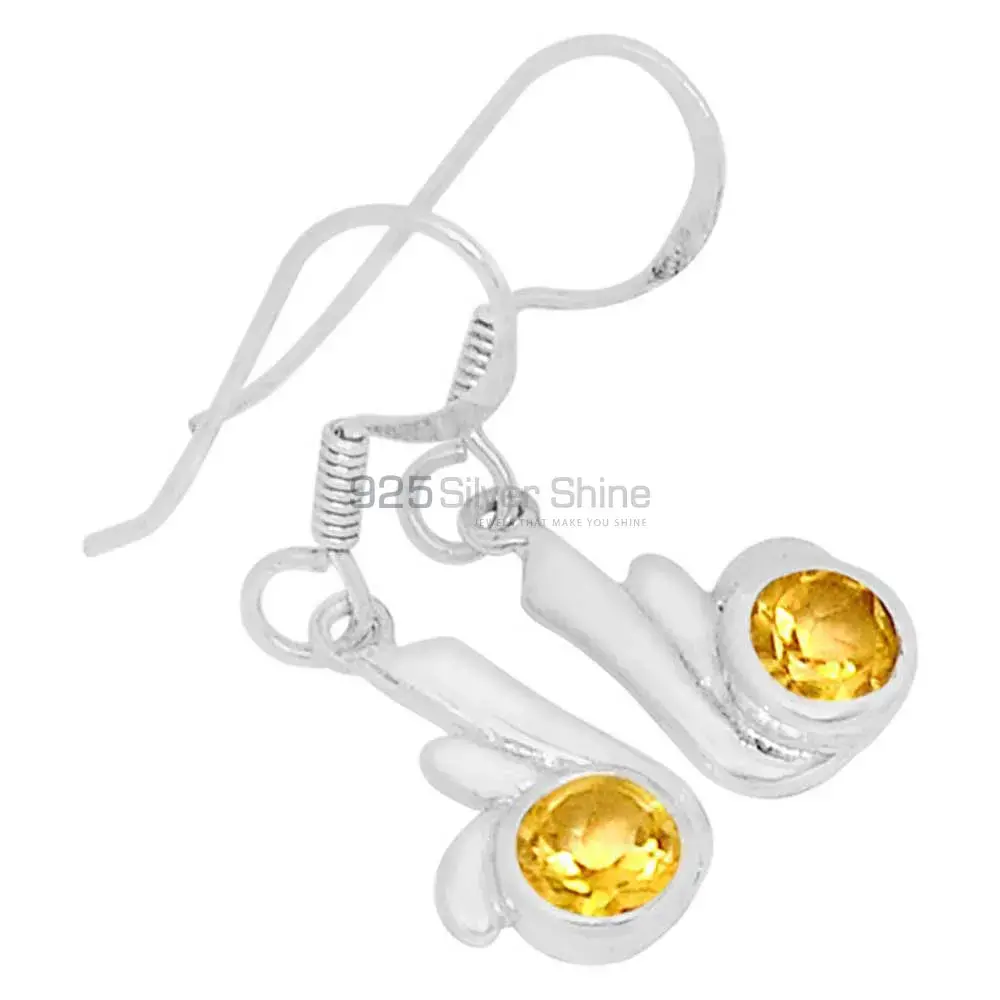 925 Sterling Silver Earrings In Natural Citrine Gemstone 925SE566_0