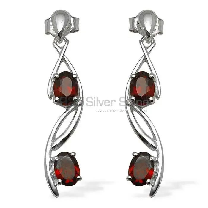 925 Sterling Silver Earrings In Natural Garnet Gemstone 925SE803_0
