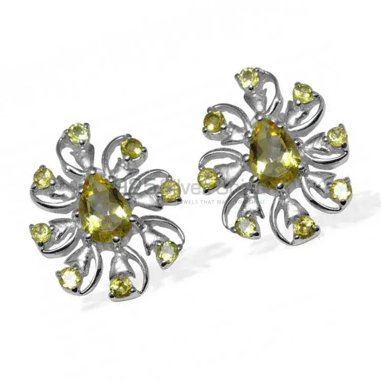 925 Sterling Silver Earrings In Natural Peridot Gemstone 925SE961_0