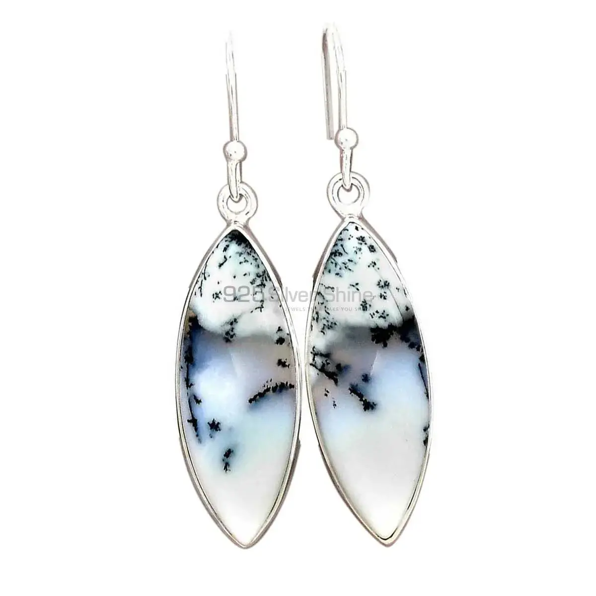 925 Sterling Silver Earrings In Semi Precious Dendritic Jasper Gemstone 925SE2764_0