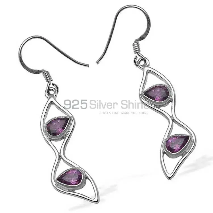 925 Sterling Silver Earrings In Genuine Amethyst Gemstone 925SE799_1