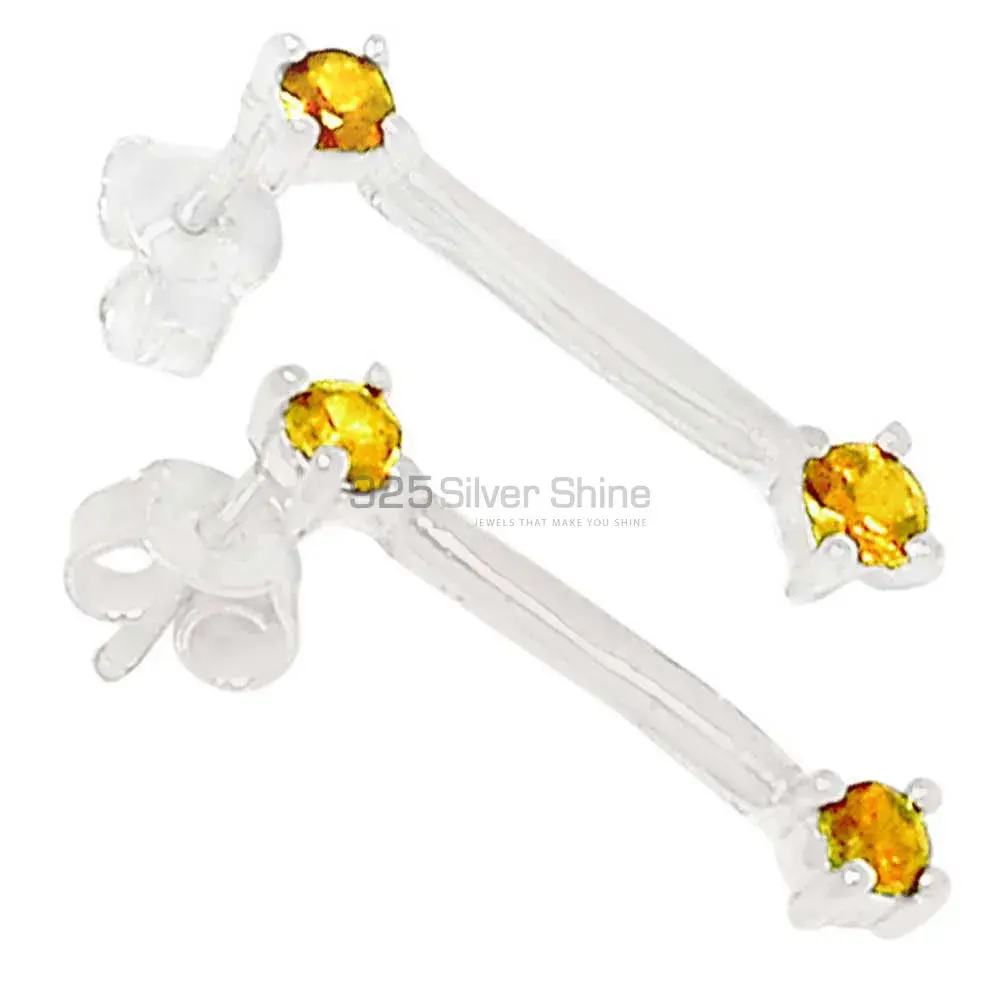 925 Sterling Silver Earrings In Genuine Citrine Gemstone 925SE641