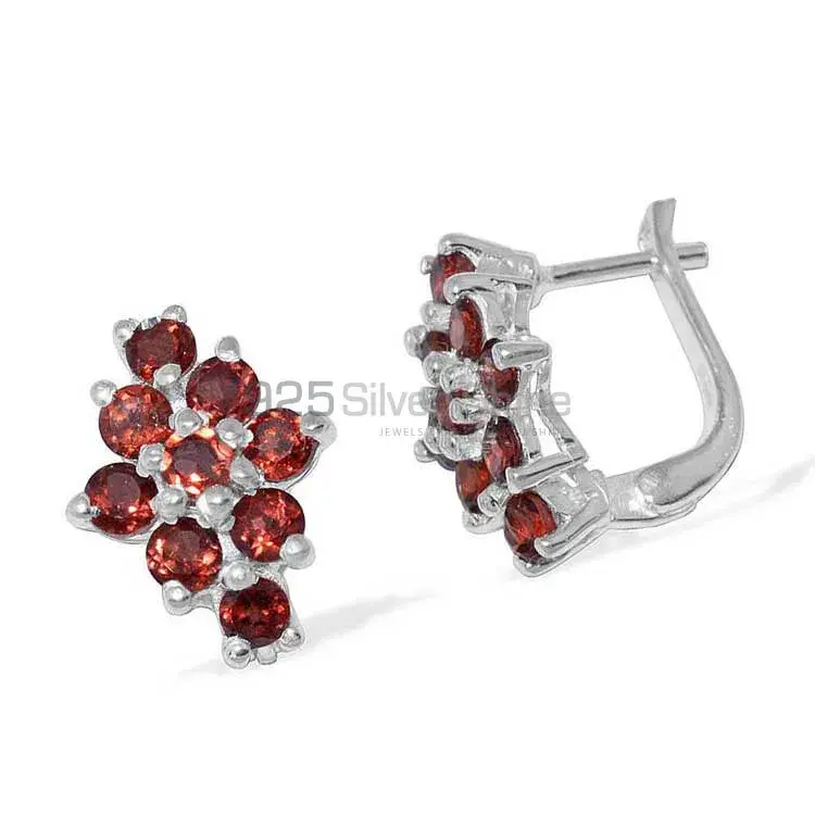 925 Sterling Silver Earrings In Natural Garnet Gemstone 925SE876_1