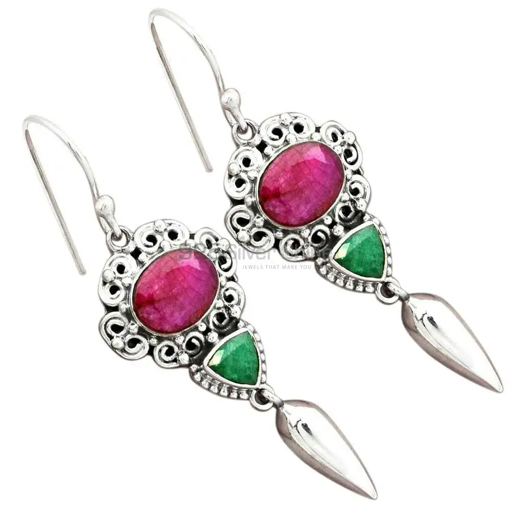 925 Sterling Silver Earrings In Natural Multi Gemstone 925SE2433_2