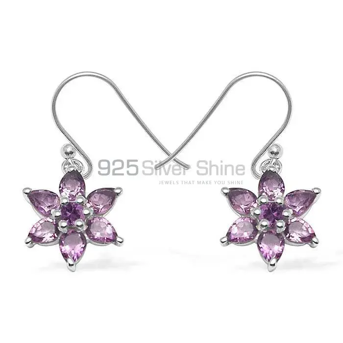 925 Sterling Silver Earrings In Semi Precious Amethyst Gemstone 925SE1035_0