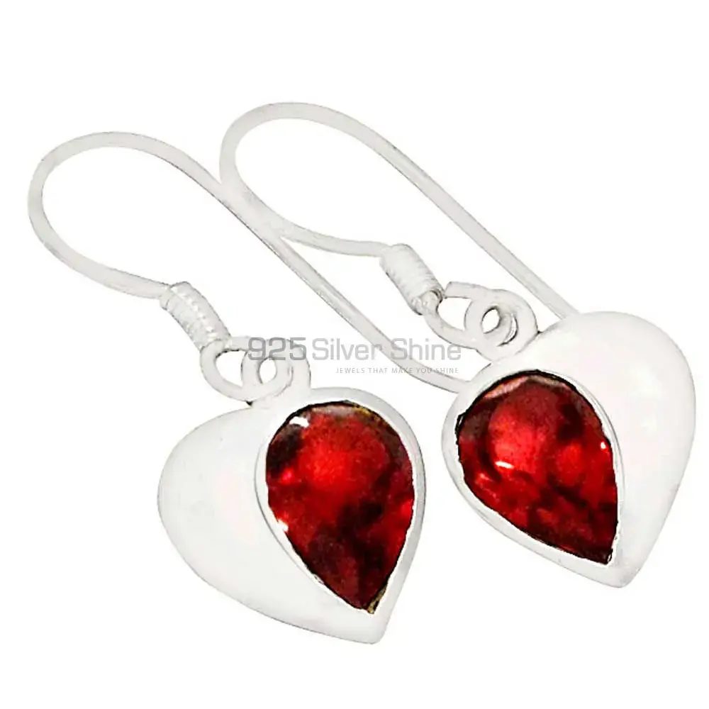 925 Sterling Silver Earrings In Semi Precious Garnet Gemstone 925SE561_0