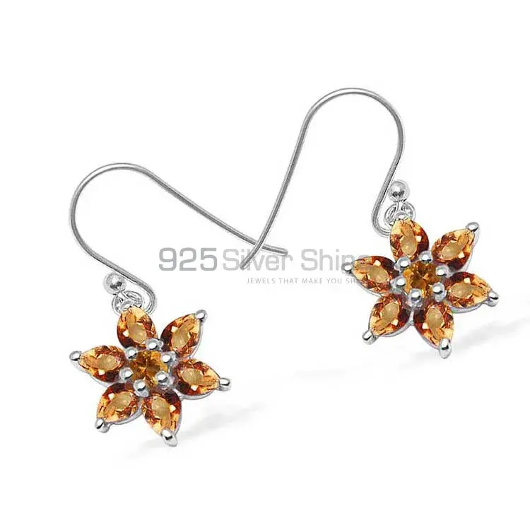 925 Sterling Silver Earrings In Semi Precious Citrine Gemstone 925SE1032_0