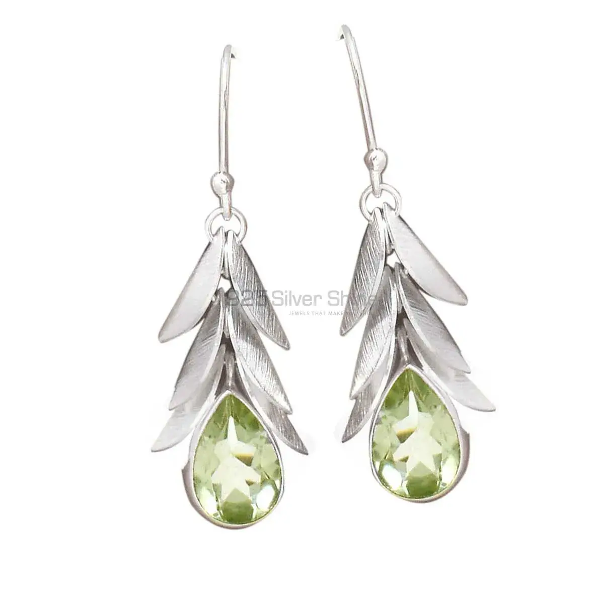 925 Sterling Silver Handmade Earrings In Green Amethyst Gemstone Jewelry 925SE3016_0