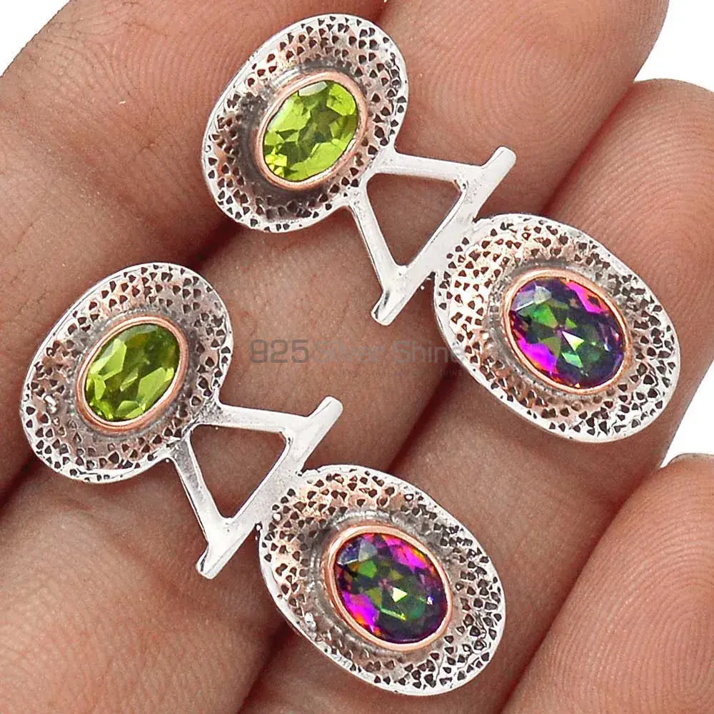925 Sterling Silver Handmade Earrings In Multi Gemstone Jewelry 925SE2145_1