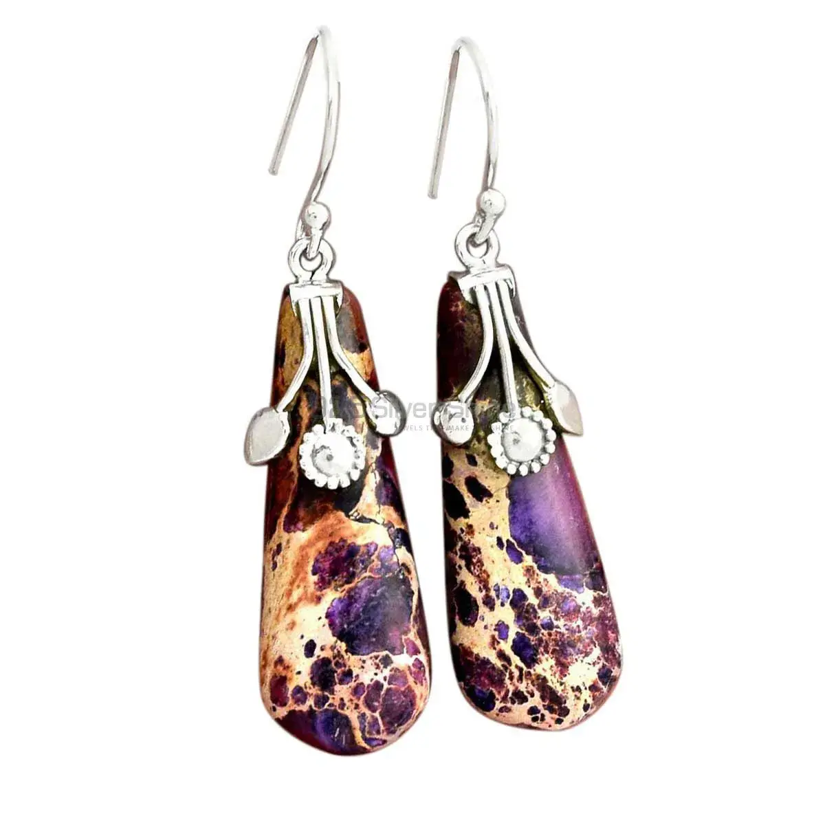 925 Sterling Silver Handmade Earrings In Sea Sediment Jasper Gemstone Jewelry 925SE2540_0