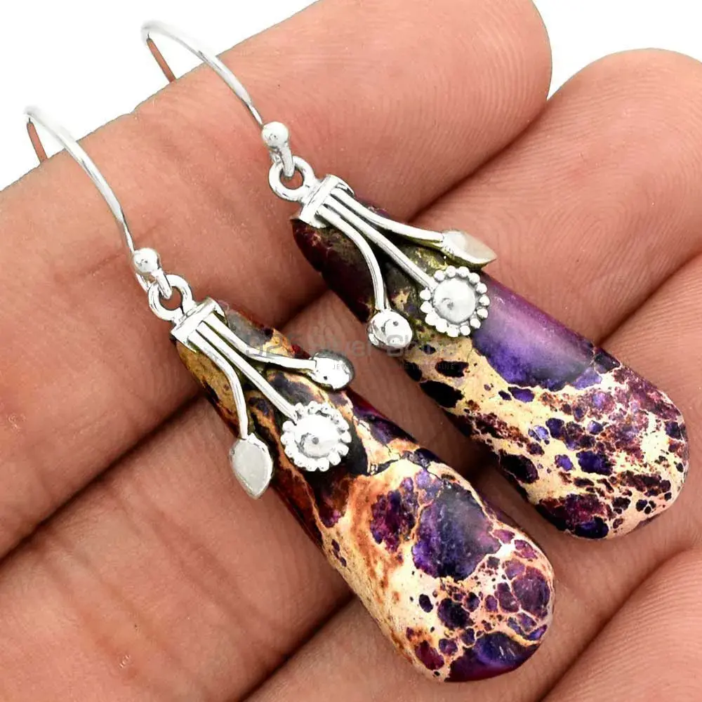 925 Sterling Silver Handmade Earrings In Sea Sediment Jasper Gemstone Jewelry 925SE2540_2