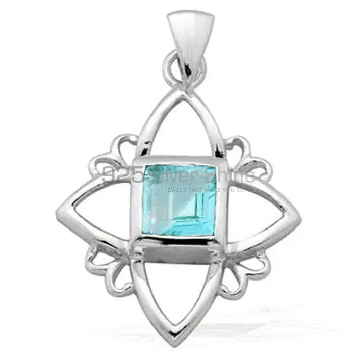 925 Sterling Silver Handmade Pendants In Blue Topaz Gemstone Jewelry 925SP1566_0