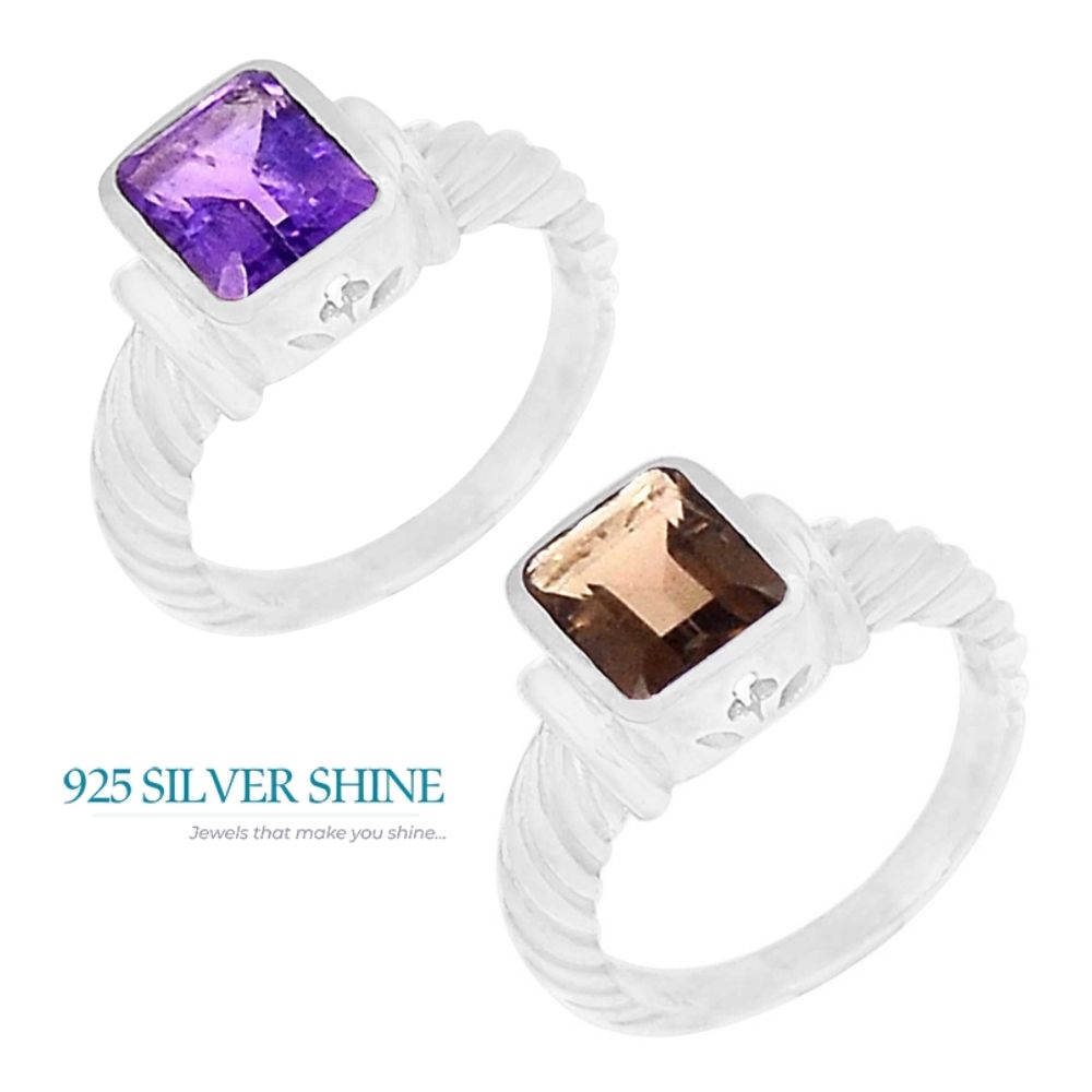 925 Sterling Silver Rings In Genuine Amethyst Gemstone 925SR946_2