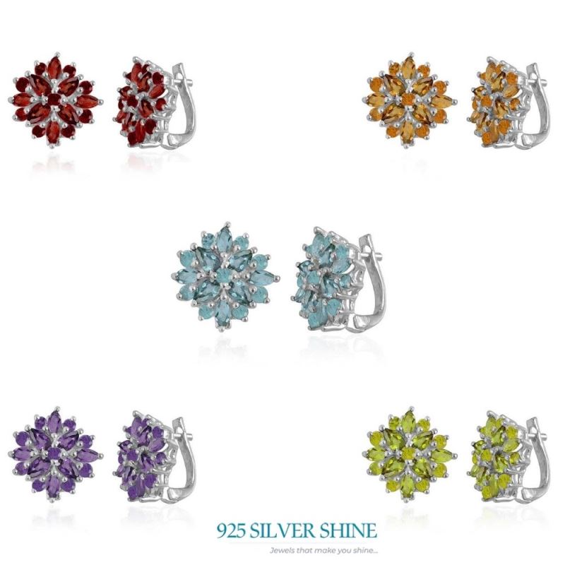 925 Sterling Silver Handmade Earrings In Blue Topaz Gemstone Jewelry 925SE1003_2
