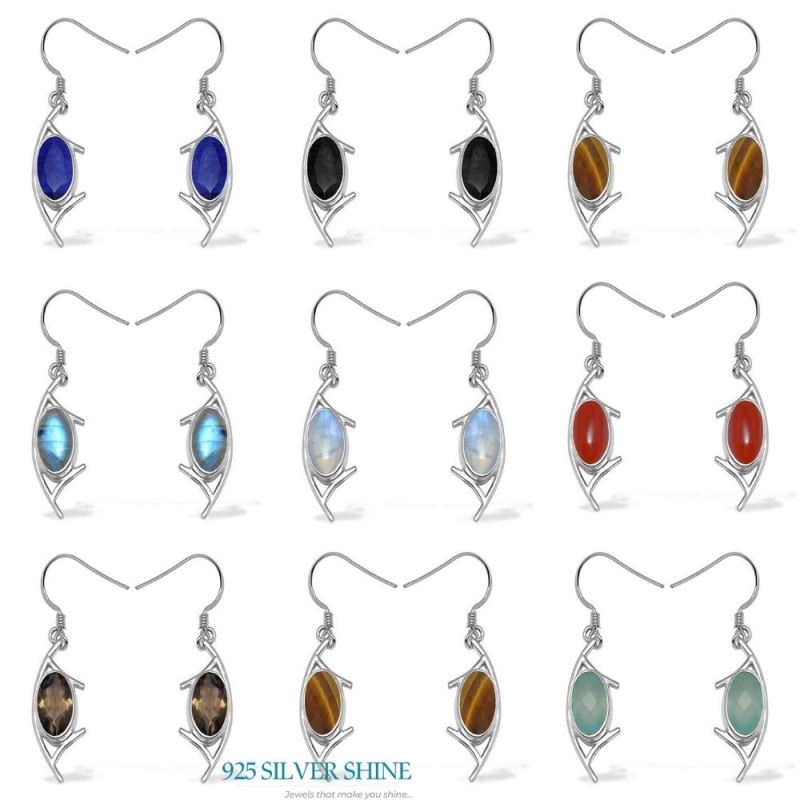 925 Sterling Silver Handmade Earrings In Rainbow Moonstone Jewelry 925SE1005_2