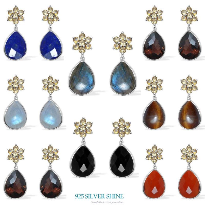 Natural Chalcedony Gemstone Earrings In Fine 925 Sterling Silver 925SE1025_2