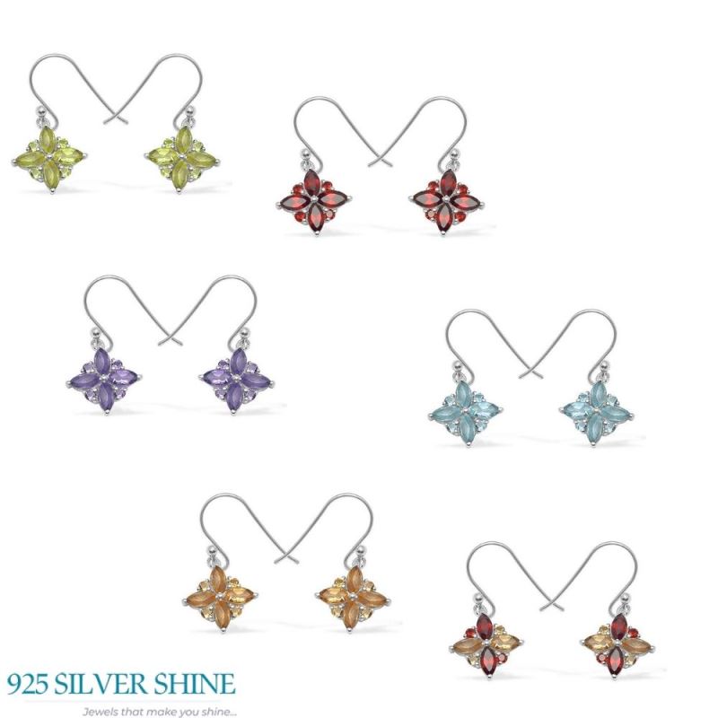 925 Sterling Silver Earrings In Semi Precious Amethyst Gemstone 925SE1041_1