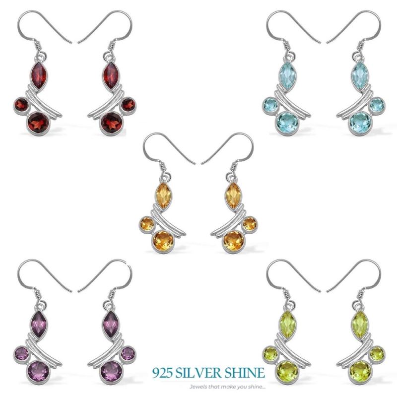 Natural Blue Topaz Gemstone Earrings In 925 Sterling Silver Jewelry 925SE1046_2