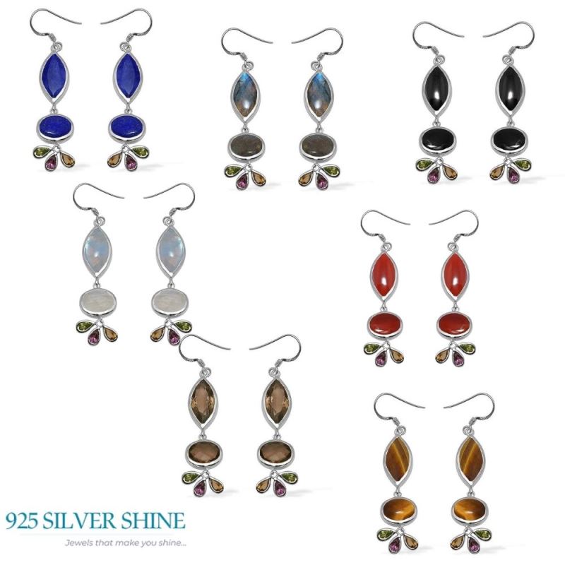 925 Sterling Silver Earrings In Smoky Quartz Gemstone Jewelry 925SE1055_4