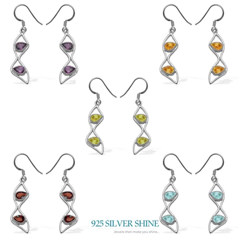 925 Sterling Silver Handmade Earrings In Blue Topaz Gemstone Jewelry 925SE1059_2