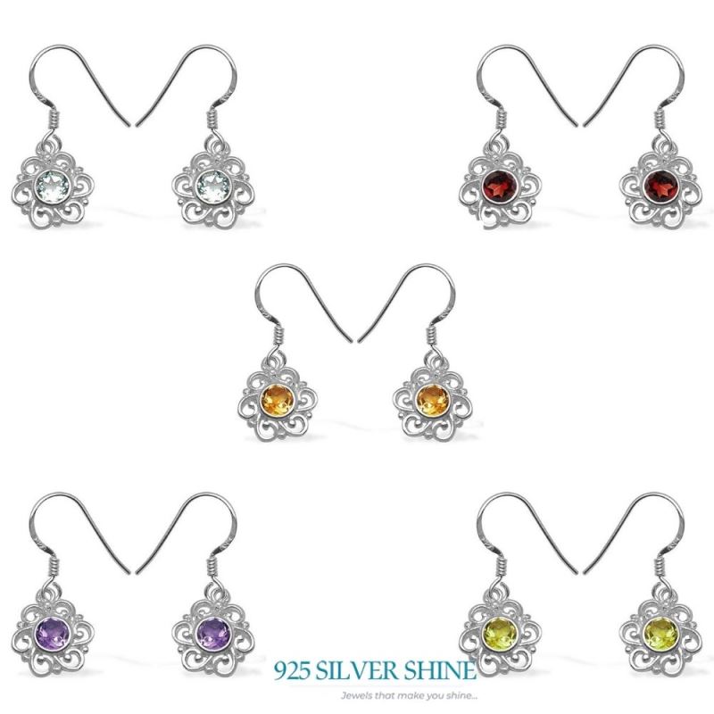 925 Sterling Silver Earrings In Garnet Gemstone Jewelry 925SE1064_2