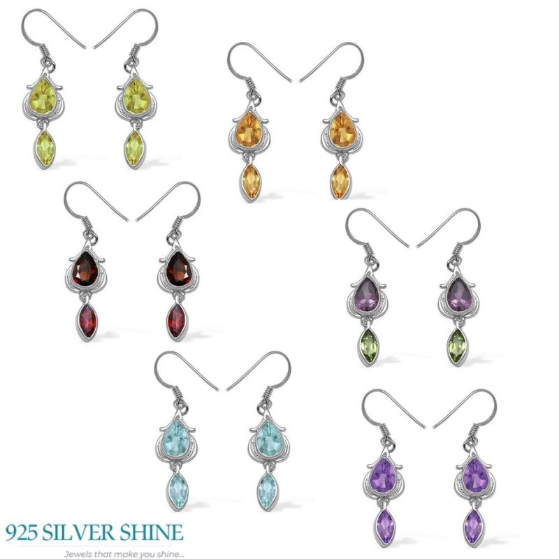 925 Sterling Silver Handmade Earrings In Multi Gemstone Jewelry 925SE1071_2