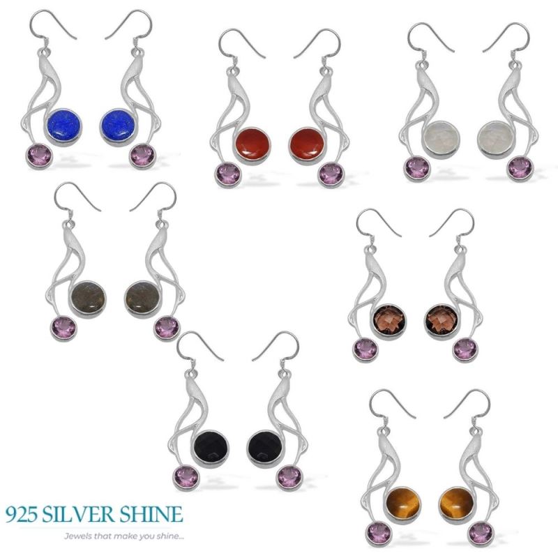 925 Sterling Silver Handmade Earrings In Multi Gemstone Jewelry 925SE1082_2