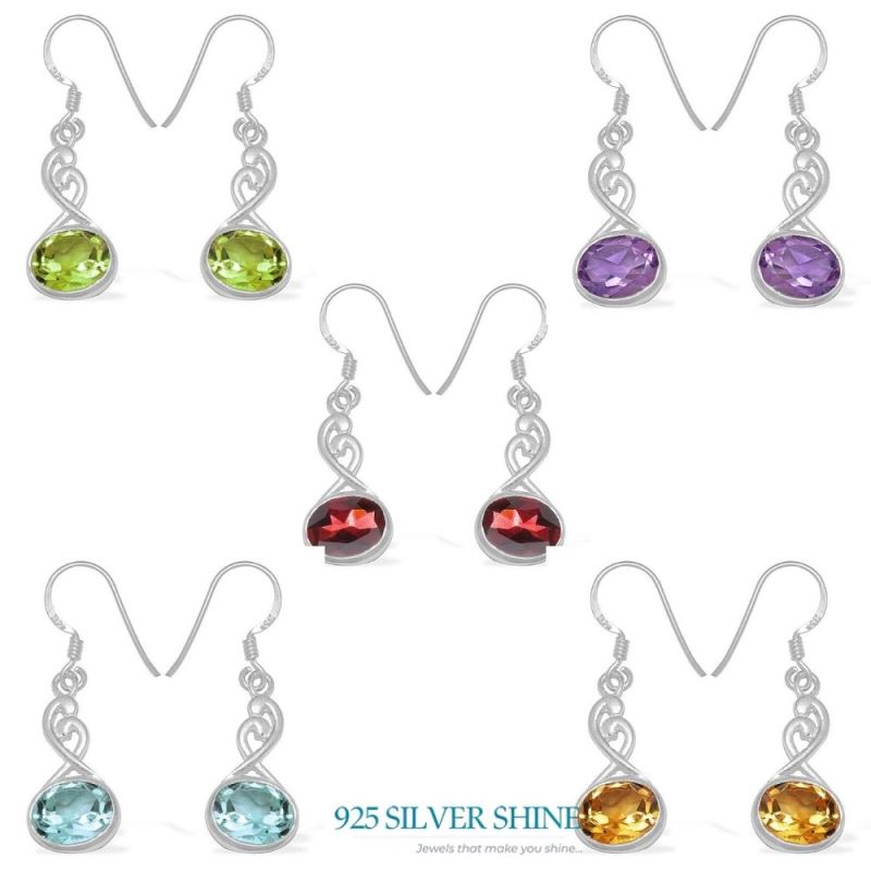 Genuine Blue Topaz Gemstone Earrings In Solid 925 Silver 925SE1103_2