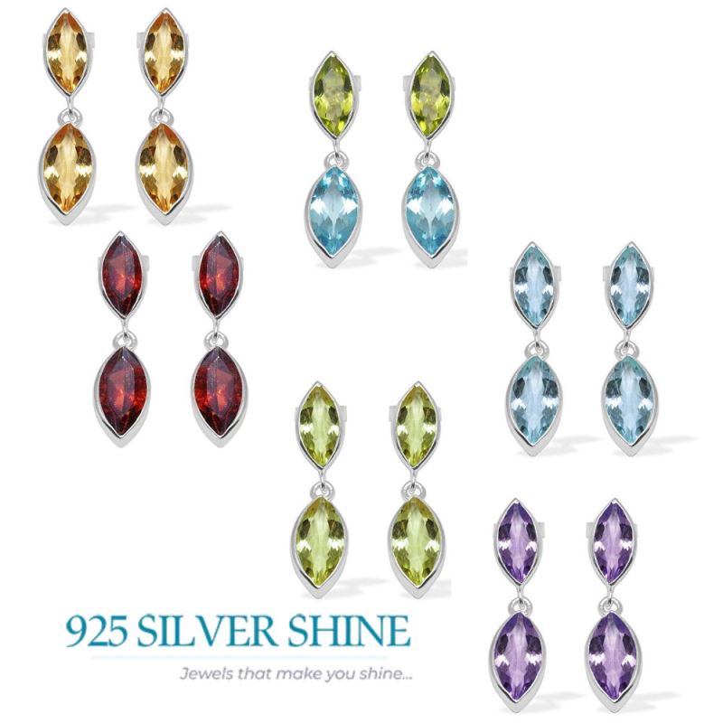 925 Sterling Silver Earrings In Semi Precious Multi Gemstone 925SE1111_2