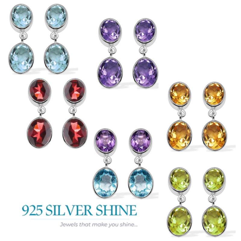 925 Sterling Silver Earrings In Semi Precious Citrine Gemstone 925SE1114_2